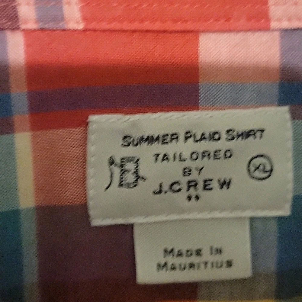 J. Crew Factory Red White & Blue Pop-Over Plaid Longsleeve Shirt‎ Mens Size XL